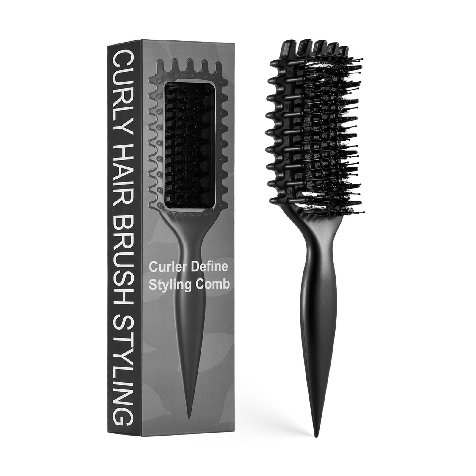 Photo 1 of Curly Hair Brush Candybrush Curl Defining Brush for Detangling Shaping and Defining Curls for Women, Men, Wet & Dry Hair (Black)