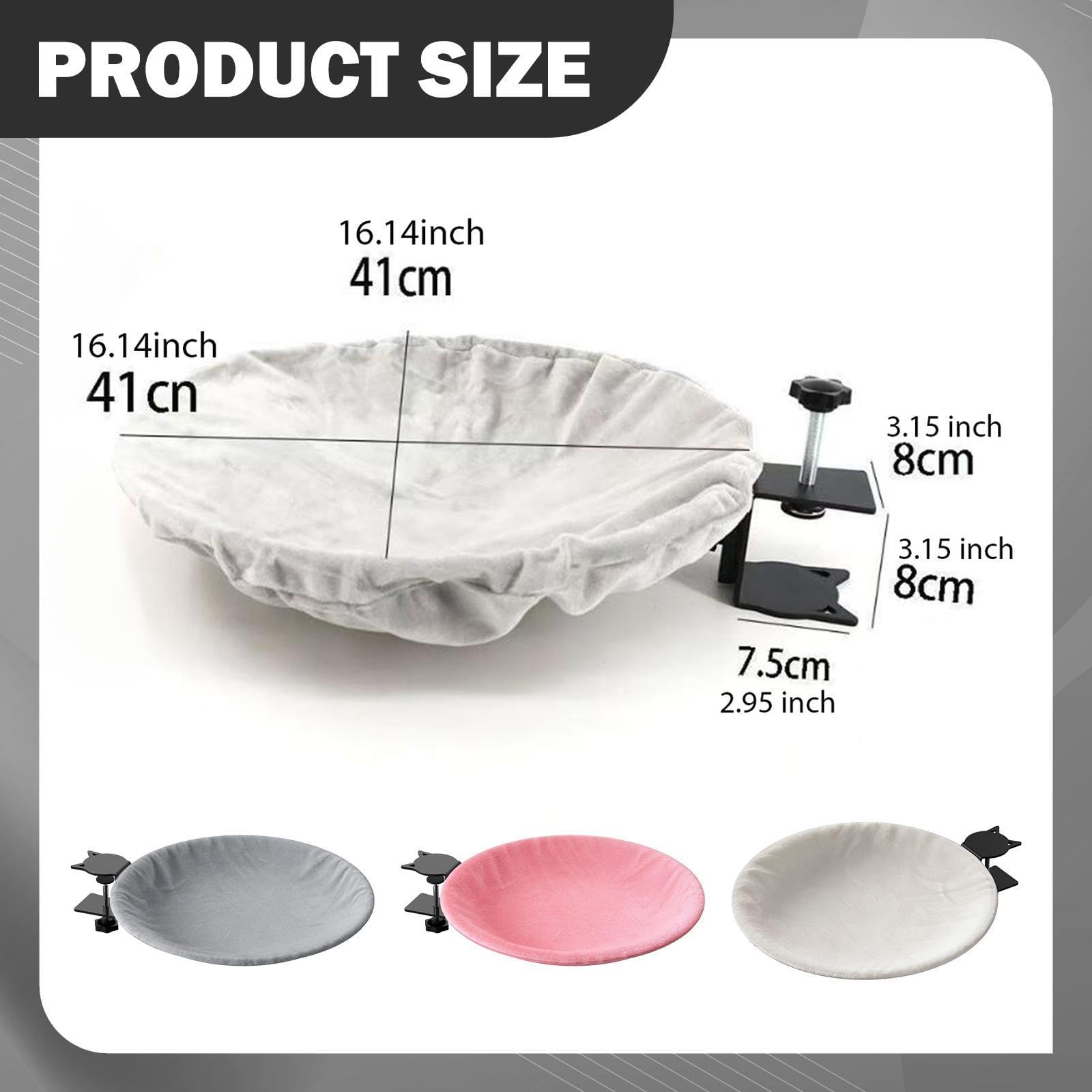 Hamaca de Escritorio con Abrazadera, Soporte Metálico, Estructura de Poliéster Reforzado, Fácil de Instalar, Adecuada para Gatos de Interior, Ventana, Blanco