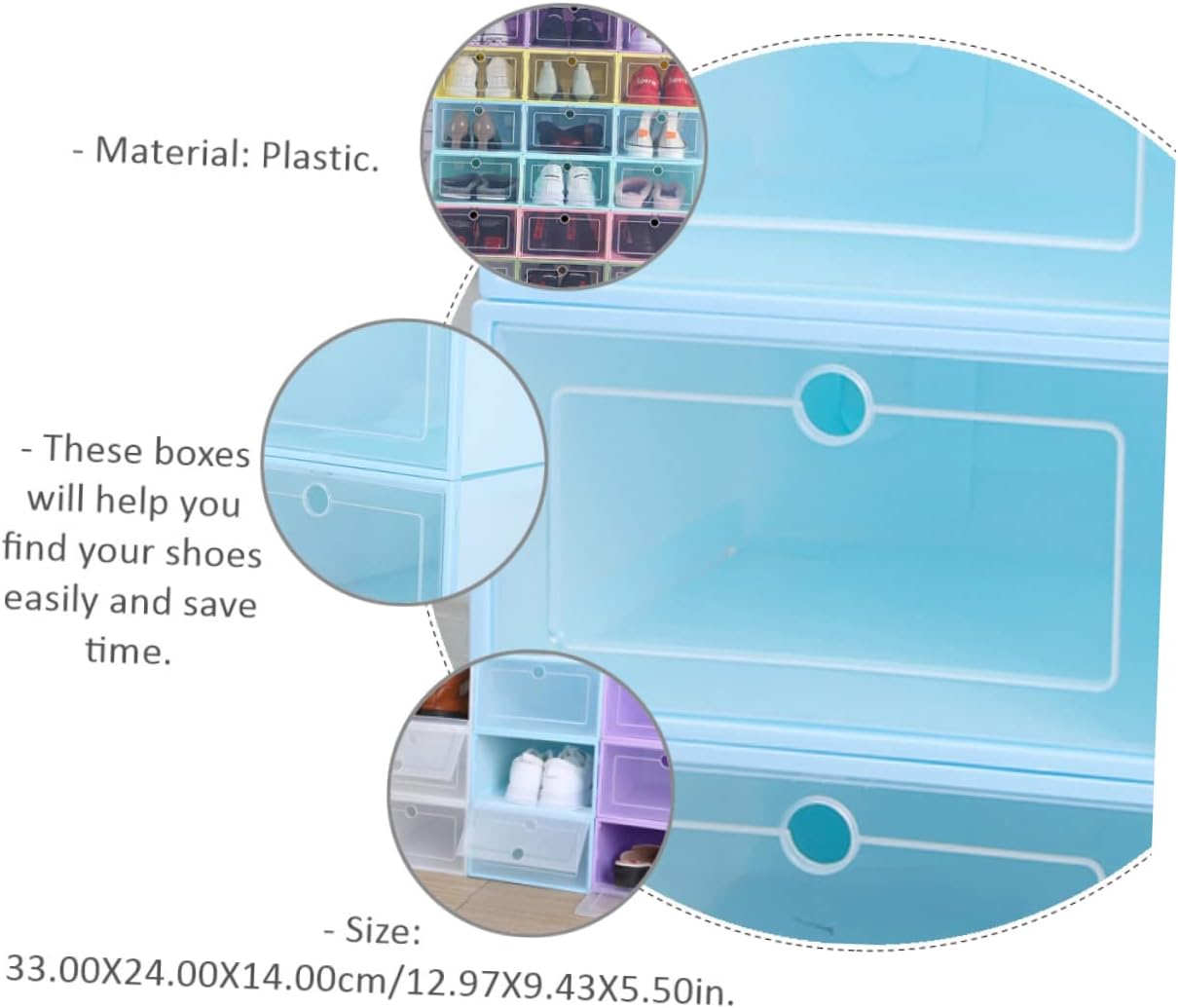 Garneck 6pcs Space-saving Stackable Shoes Container Shoe Boxes Organizer for Bins Case