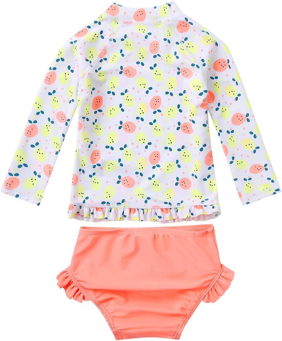 YiZYiF Infant Baby Girls 2 Pieces Rash Guard Swimsuit Set Ruffle Long Sleeve UPF 50+ Swimwear Bathing Suit