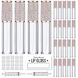 AMORIX 24 Pack Crystal Rhinestone Lip Gloss Tubes with Wand 5ml Empty Containers + Syringes + Labels