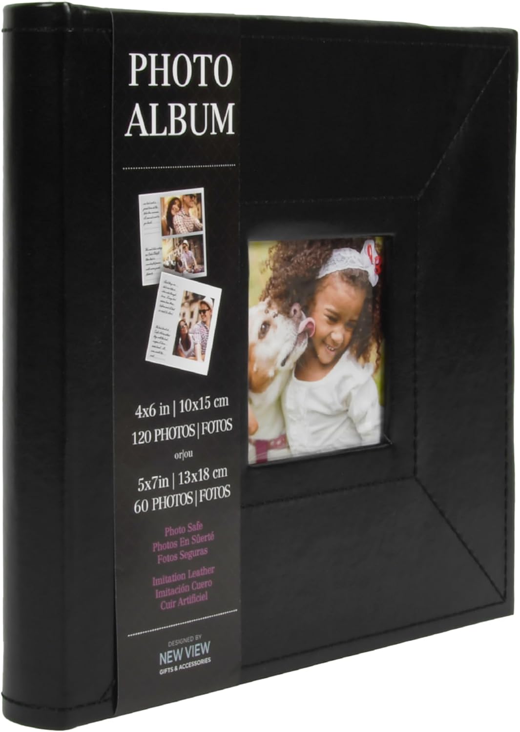 Elegant Black Faux Leather Photo Album with Window Frame Cover