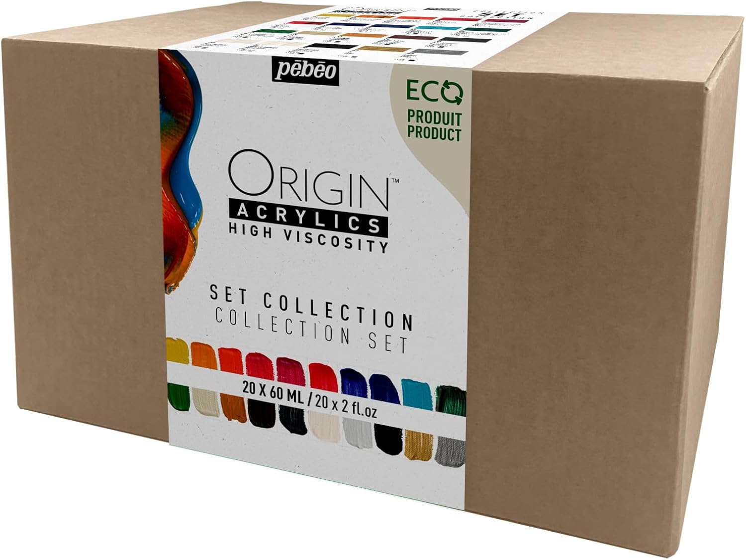 PEBEO Pébéo-Origin Acrylics-Collection Set 20x60 ml, Assortment of 20 Colours