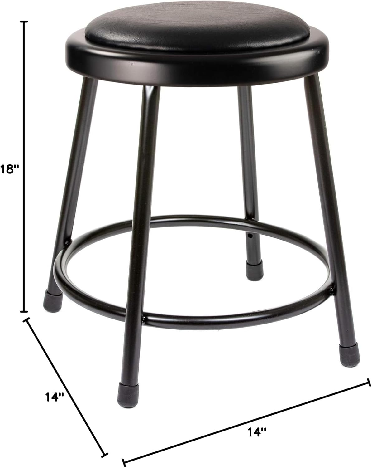 OEF Furnishings OEF6418-10/2 Premium Commercial-Grade All-Purpose Round Stool (18-inch Height, Black Frame, Vinyl Padded Seat, 2-Pack)