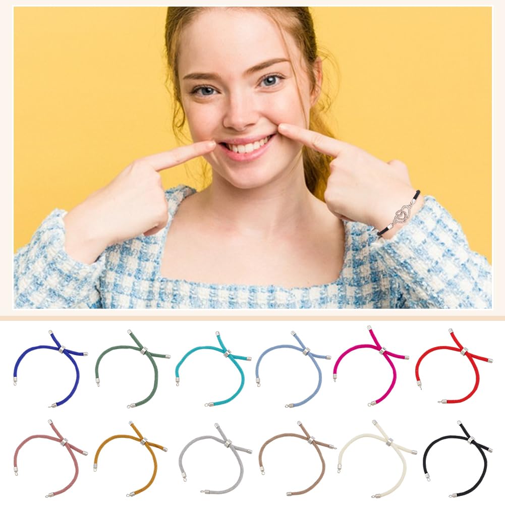 10 pièces de bracelets coulissants réglables en corde tressée pour