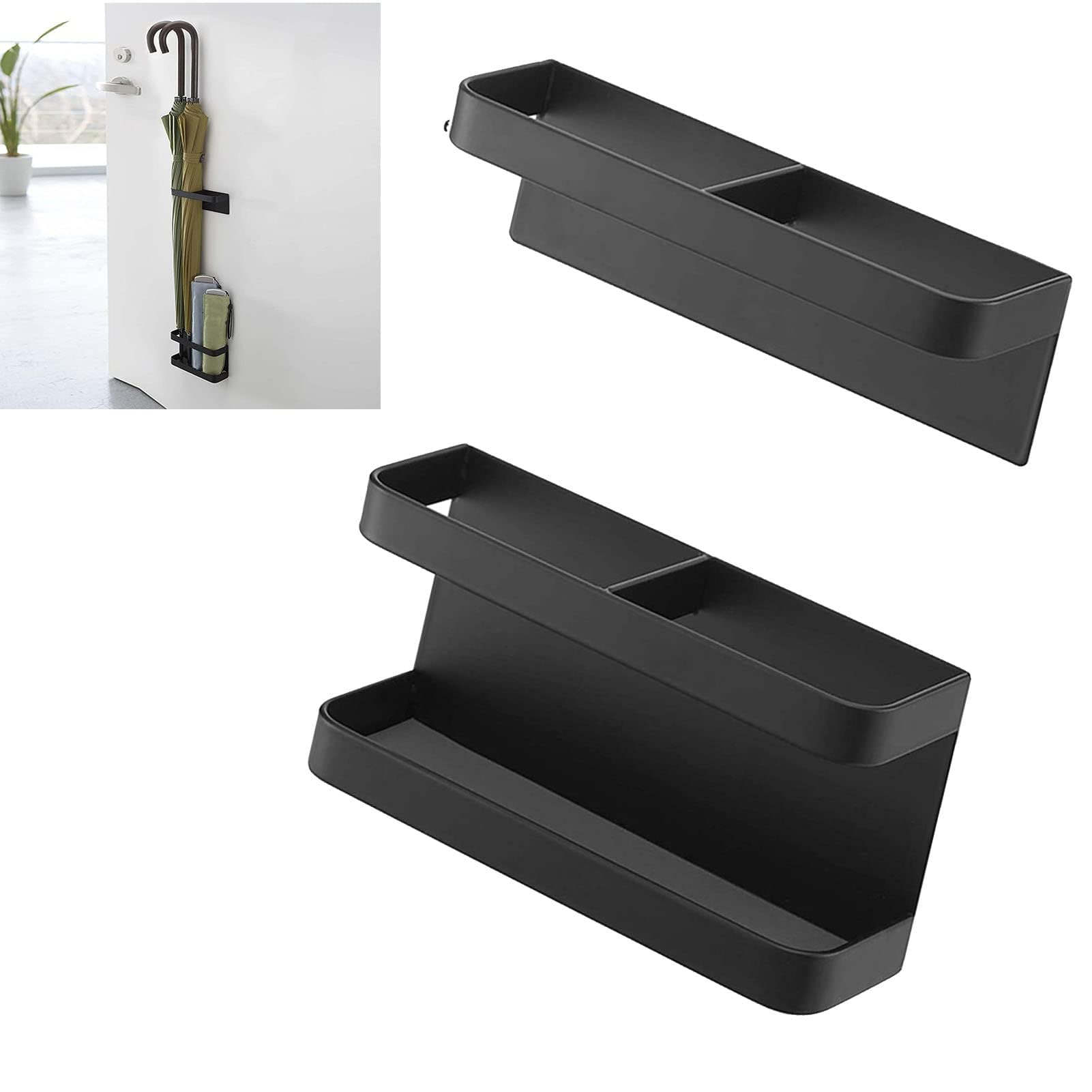 Support de parapluie Kukyller de style noir, étagère murale au design amovible épuré