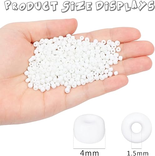 Miniatura 2 de CCOZN - 1300 cuentas de vidrio a granel, cuentas de vidrio 60 de 0.157 pulgadas (0.157 in) opacas a granel para pulseras, cuentas espaciadoras