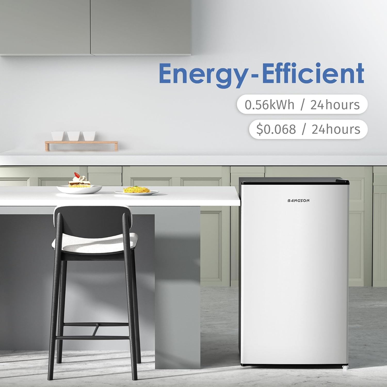 Bangson Mini Fridge With Freezer, 3.2cu.Ft, Single Door Small Refrigerator, Energy-Efficient, Low Noise, Mini Fridge For Bedroom Dorm And Office, Silver on Fridge.com - View 6