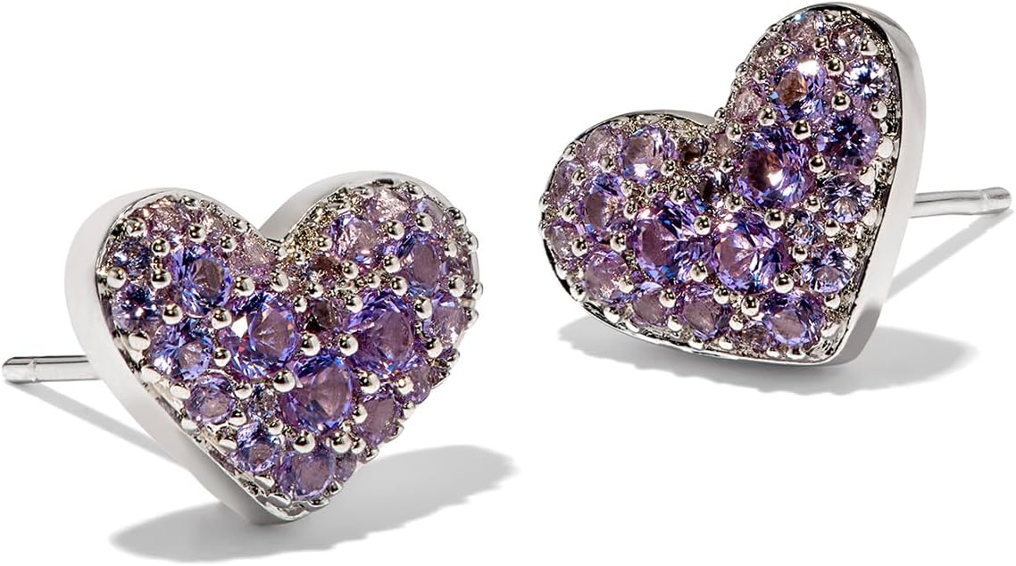 Kendra Scott Ari Pave Crystal Heart Stud Earrings, Fashion Jewelry for Women