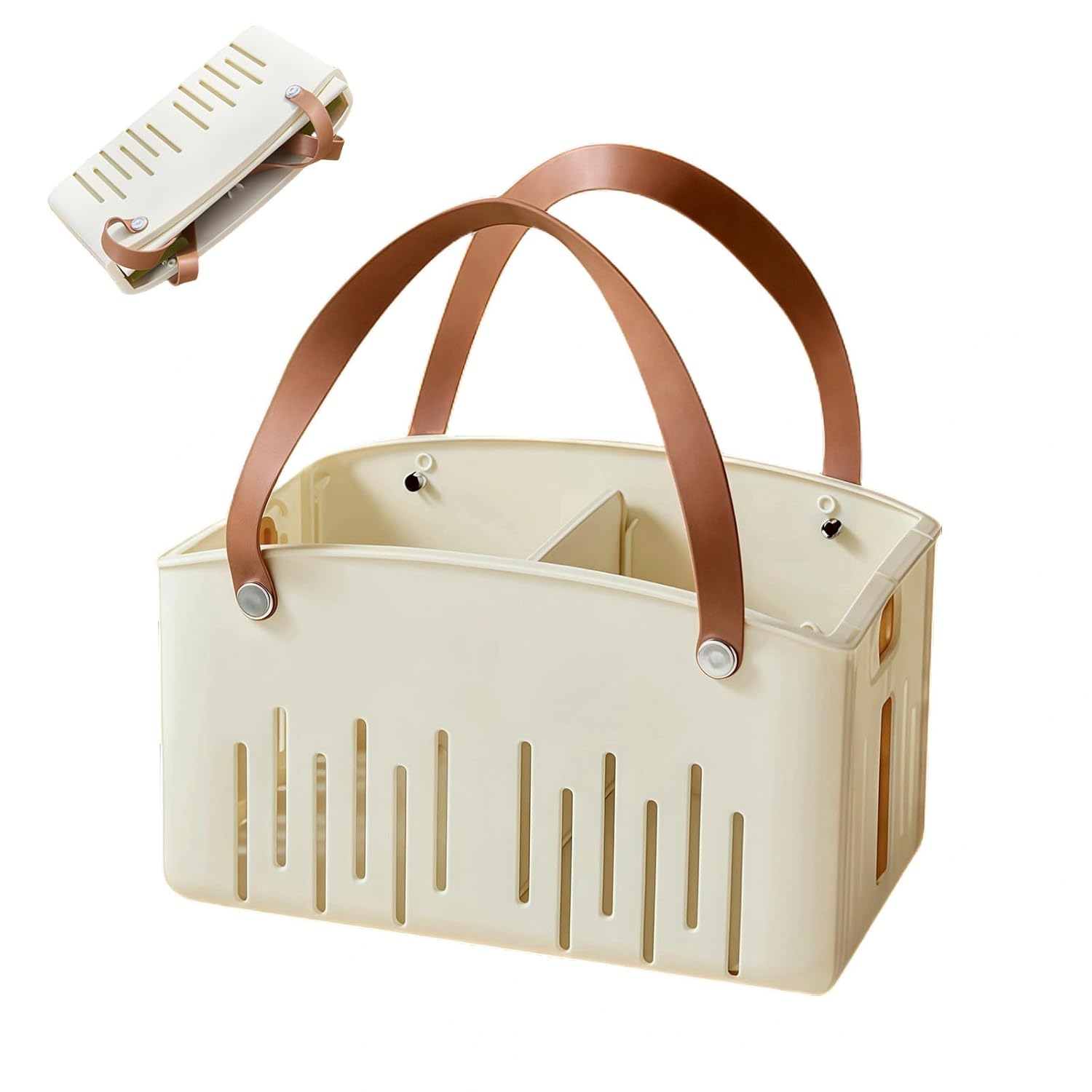 Portable Shower Caddy Basket Plastic Collapsible Cleaning Organizer Storage Tote with Handle Removable Divider for College Dorm Room