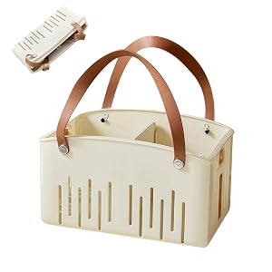 Portable Shower Caddy Basket Plastic Collapsible Cleaning Organizer Storage Tote with Handle Removable Divider for College Dorm Room