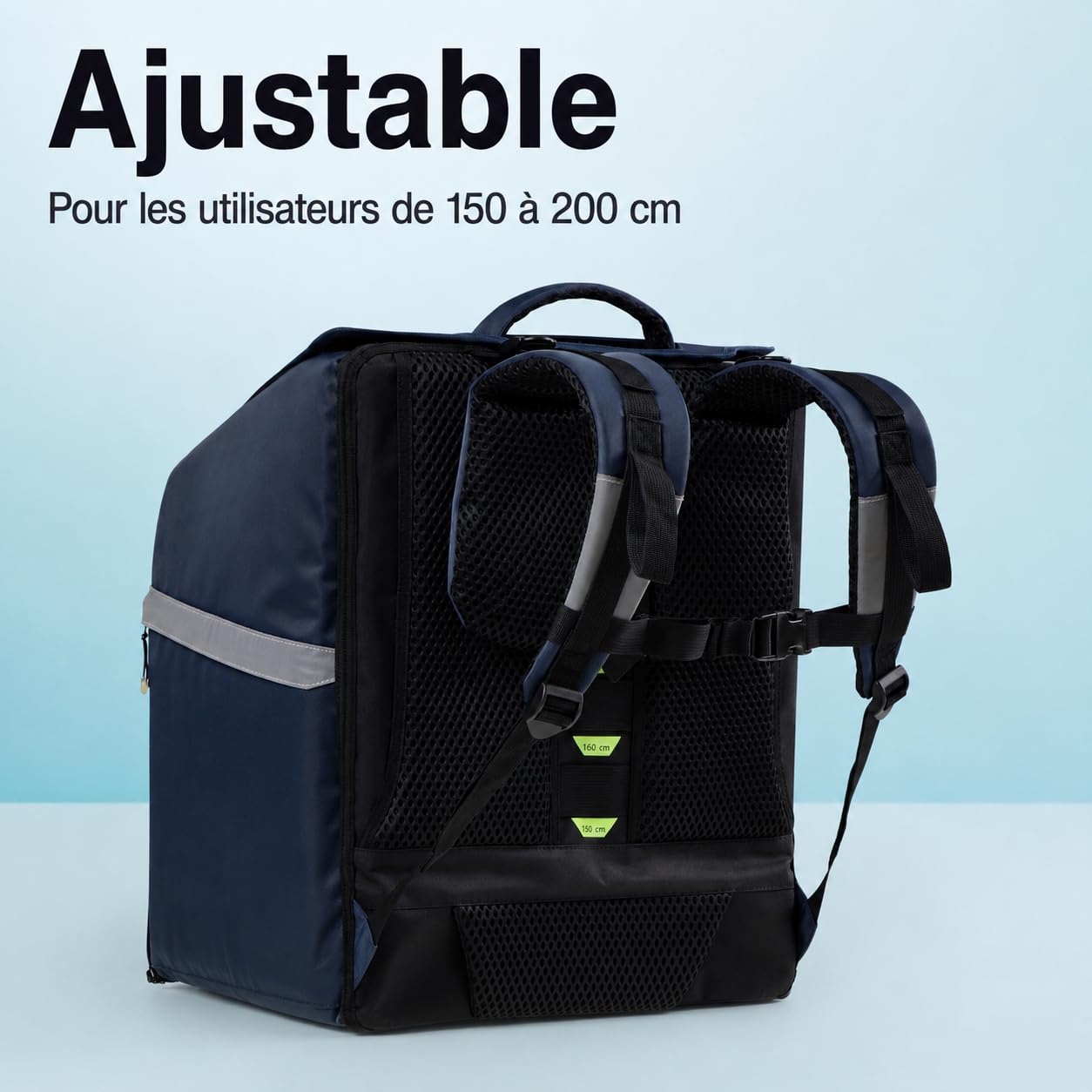 OO Bag, Sac à Dos Isotherme 75L pour Coursiers Pro, 3 Accès (Haut, Avant, arrière), Imperméable, Bandes Réfléchissantes, Extensible +25%, Harnais 160-200 cm