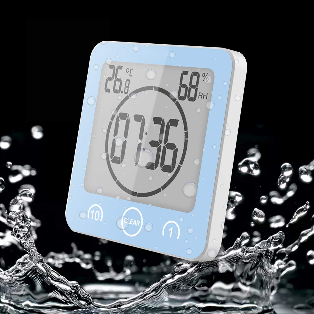 Horloge Murale Digitale Horloge Salle De Bain LED Étanche IP65 - Affichage Température Et Humidité - Fonction Alarme - Blanc Affichage LED étanche
