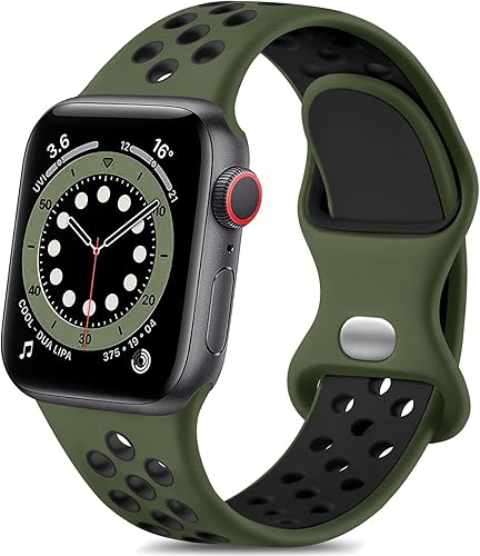 Lerobo - Correa deportiva compatible con Apple Watch 38, 40, 41, 42, 44 y 45 mm para hombre y mujer, silicona suave y transpirable, repuesto