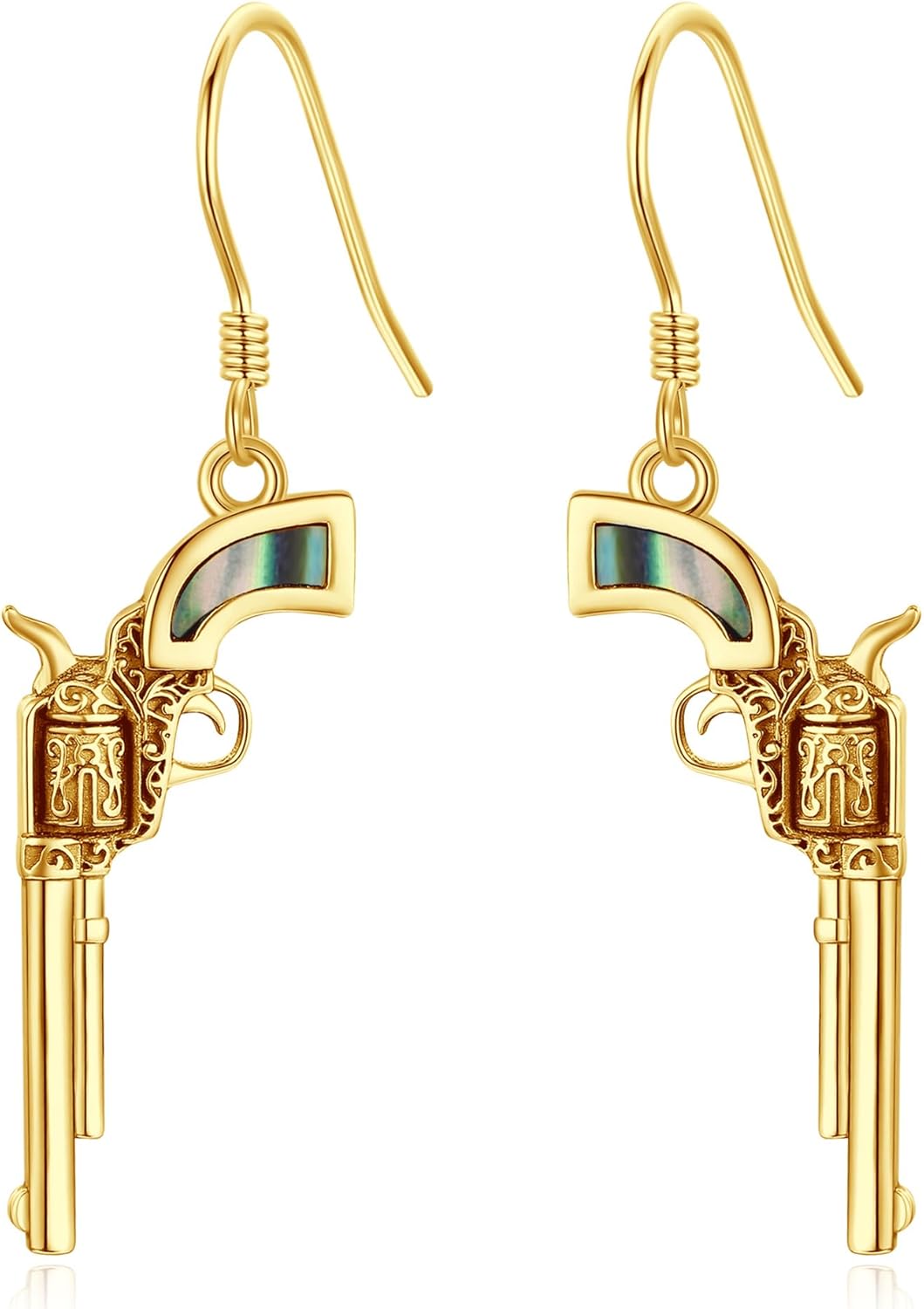 URONE Cowgirl Cowboy Earrings 925 Sterling Silver Revolver Gun/Boot Dangle Drop Earrings Western Country Earrings Jewelry for Women
