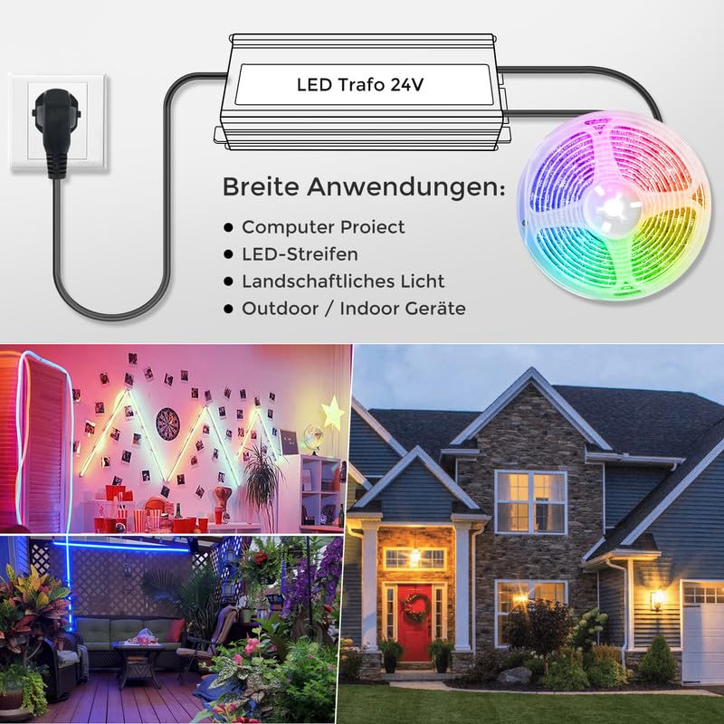 Trasformatore LED 24 V 400 W IP67, trasformatore impermeabile per esterni, con spina, alimentatore di rete, driver da 230 V a DC 24 Volt, adattatore LED Driver esterno per luci LED