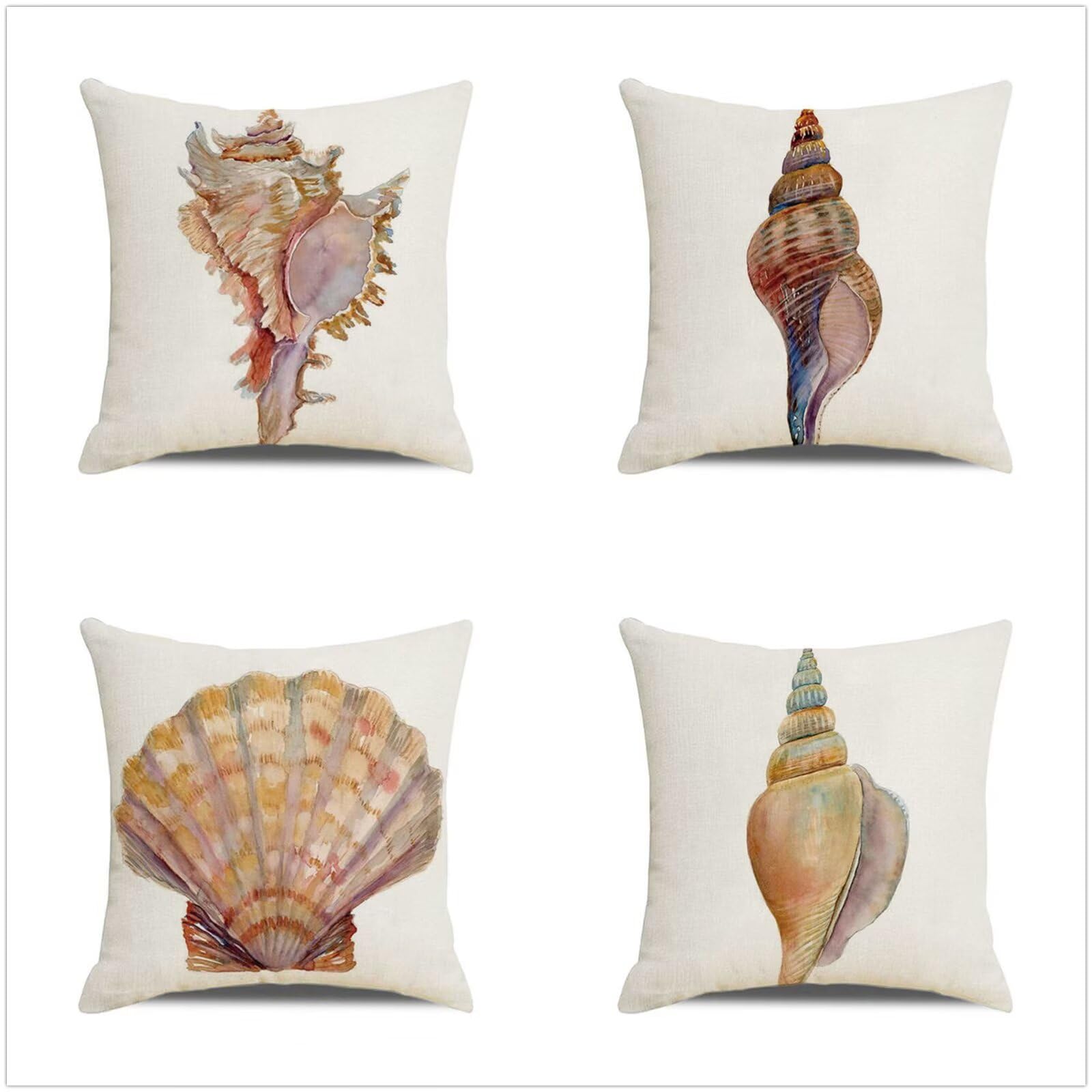 Federe Cuscini Divano 60x60cm Set di 4 Cuscini per Divano in Morbido Cuscini Esterno Quadrato Doppio Lato Estate Impermeabili Conchiglia Cuscini Decorativi,per Divano Soggiorno Letto Marrone OW-2549