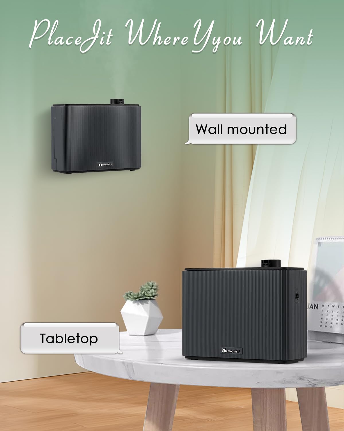 Mxmoonant Diffusore di Oli Essenziali senza Acqua con Nebbia Fredda, Copertura 4000m³, Bottiglia di Olio da 1000ml, da Parete, App Control&Timer, Commerciale, per Auditorium, Negozio, Hotel