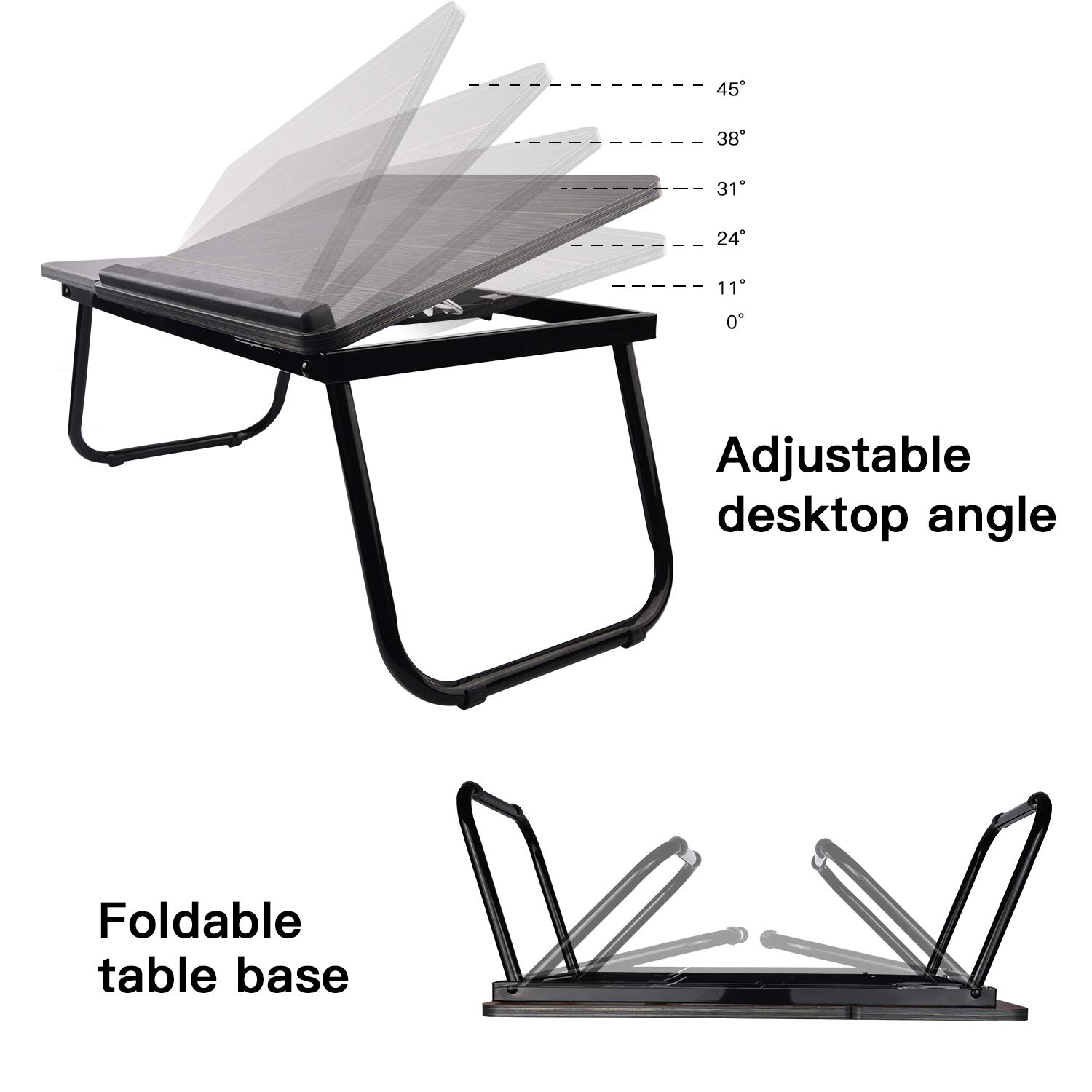 Bed Desk with Cup Holder, Laptop Table for Bed Adjustable Portable