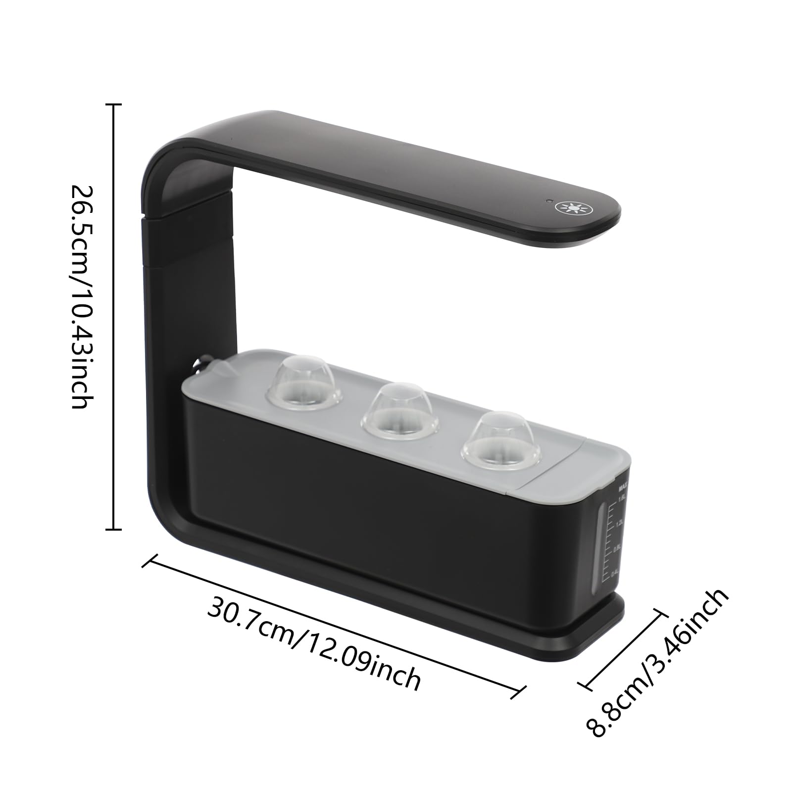 Kit de plantador hidropónico interior, Jarrón hidropónico con luz de crecimiento | Sistema de cultivo hidropónico con 3 cestas para plantar, hermosa estación de reproducción de plantas para el hogar (negro)