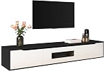 71" Modern TV Stand with 16-Color LED Lights, High-Gloss Entertainment Center, Wall-Mountable Media Console with Hollow Door Design and Adjustable Lighting Modes, No Glass Panels, White,Black