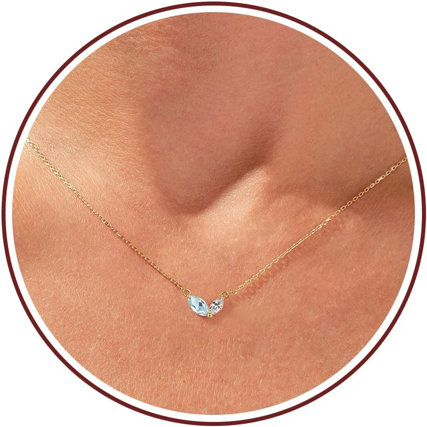 2026 Graduation Gifts Birthstone Necklace for Women Dainty Gold Necklace with 2 Birthstone Birthday Gift for Her Teen Girl Gift Trendy Stuff for Her Mom Daughter Girlfriend Friend Christmas Stocking Stuffers