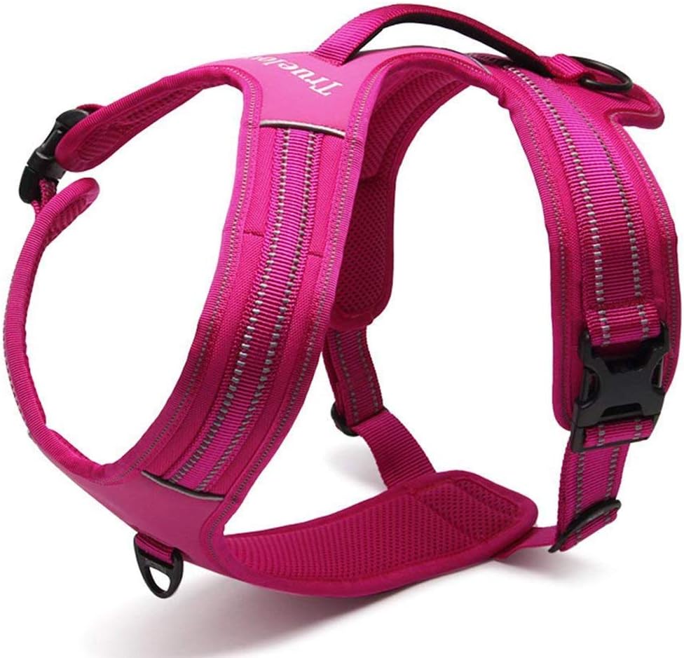 Vivi Bear No-Pull Dog Harness Best Front Range 3M Reflective Outdoor Adventure Pet Vest with Handle for Medium and Large Dog -Pink L