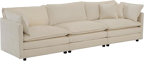 Miniatura 7 de KIVENJAJA Sofá biplaza de gran tamaño, moderno sofá pequeño de felpilla de 2 plazas, sofá biplaza con 4 almohadas para sala de estar, dormitorio,