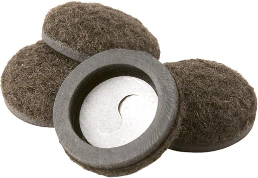 Super Sliders Secure Grip Formed Felt Movers for Furniture to Protect Hard Surfaces, 1", Walnut Brown 4 Pack