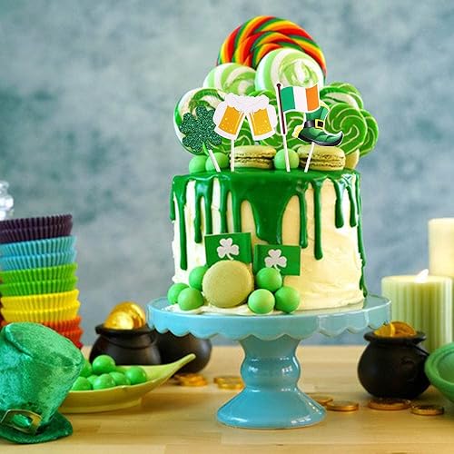 Miniatura 5 de 24 piezas de palillos para cupcakes del día de San Patricio, trébol verde para tartas, duende, moneda dorada, decoración de postre para decoración