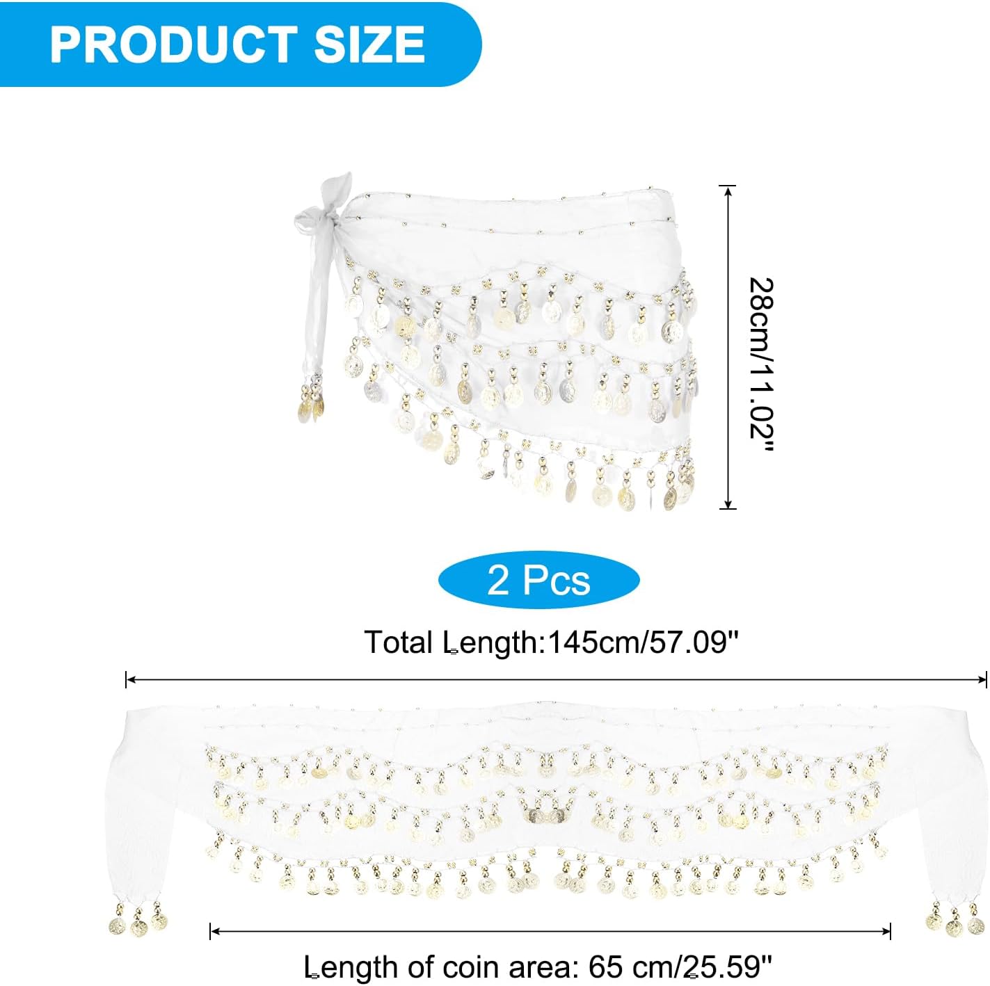 MECCANIXITY Belly Dance Hip Scarf Sequin Wrap Skirts - Image 3