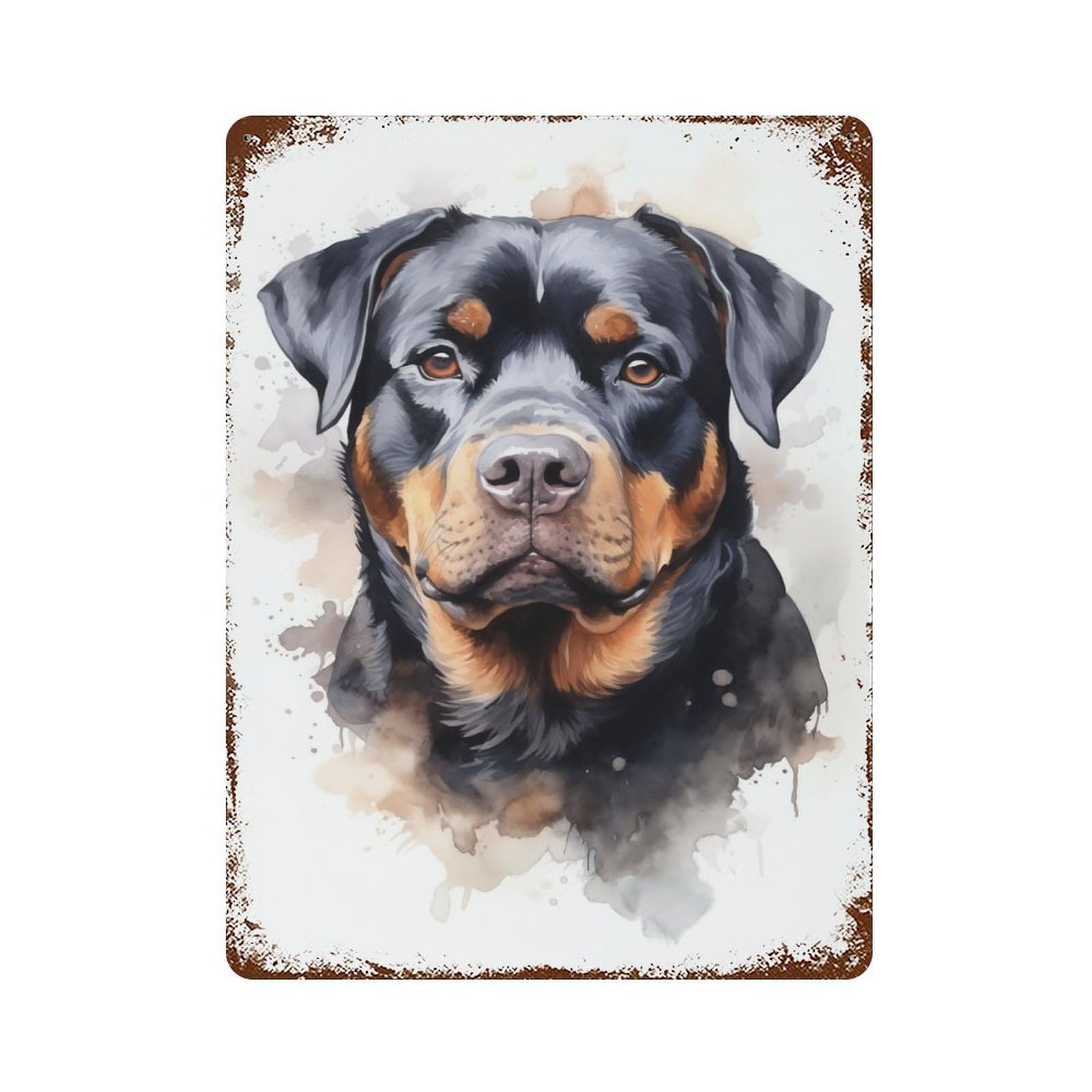 Rottweiler Watercolor Dog Rusty Metal Tin Sign 15.7"x11.8", for Basement, Hobby Room And Garage Decor, Retro Wall Decor