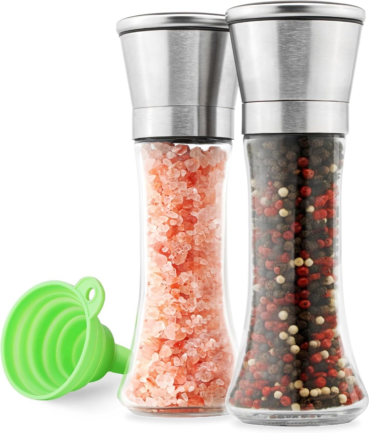 Stainless Steel Salt & Pepper Grinder Set - Adjustable Coarseness -11 Stainless Steel Salt & Pepper Grinder Set - Adjustable Coarseness -11