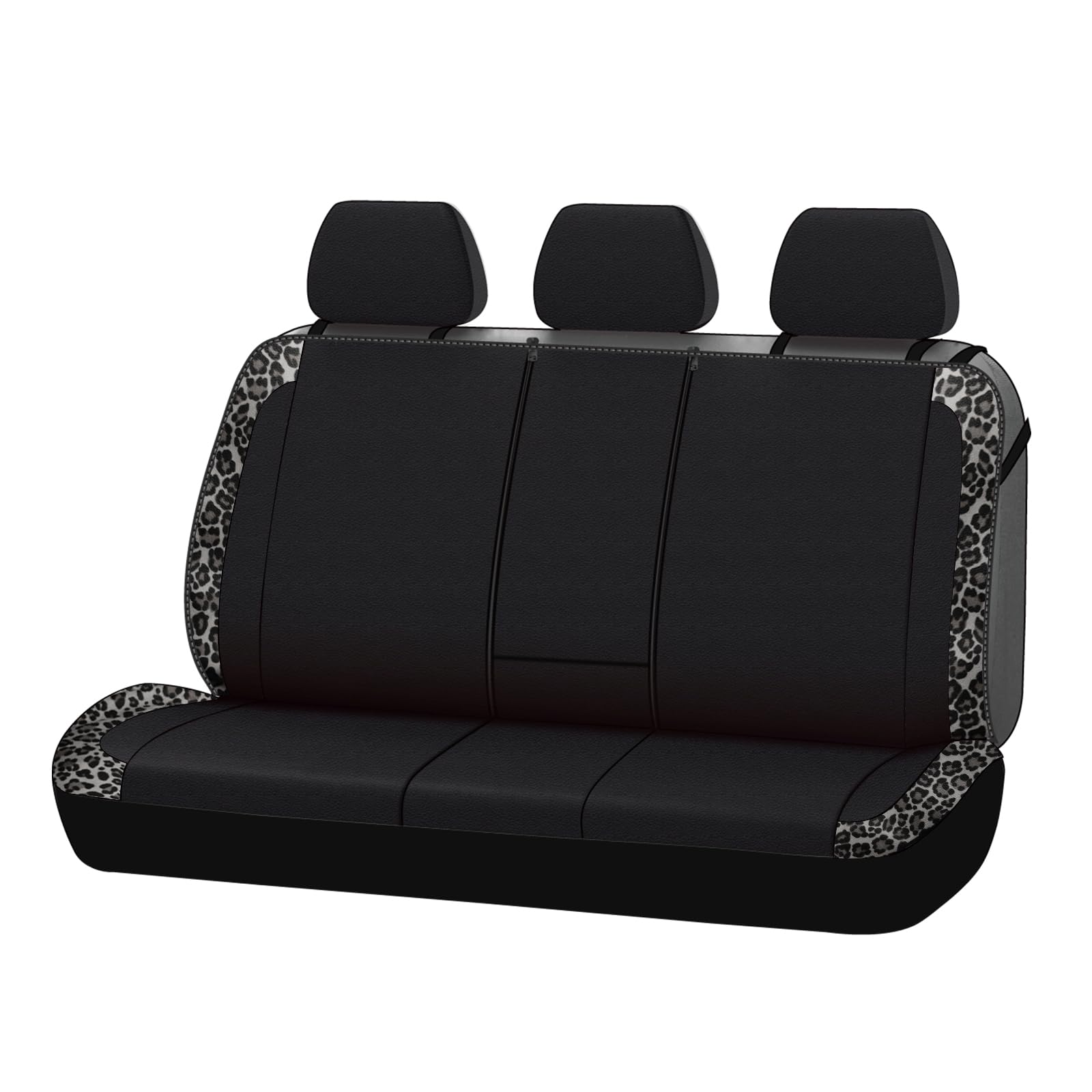 Flying Banner Rear Bench car seat Covers car seat Protectors Compatible Middle Cup Holder (Leopard Gray, Rear Bench-Premium)