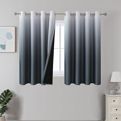 Miniatura 30 de Estelar Textiler Cortinas Opacas con Degradado para Sala de Estar de 84 Pulgadas de Largo, Cortinas de Ojales Ombré con Aislamiento Térmico de Gris