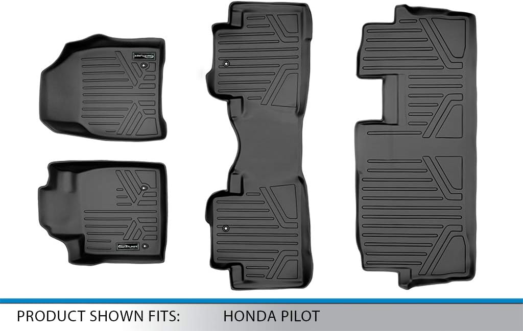 SMARTLINER Custom Fit Floor Mats 3 Row Liner Set for 2009-2015 Honda Pilot - Image 6