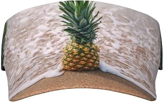 XIXIAN Pineapple on Beach Printed Adult Sunscreen Visor Cap Lightweight and Breathable Adult Sun Visor Empty top hat Versatile Outdoor hat Black