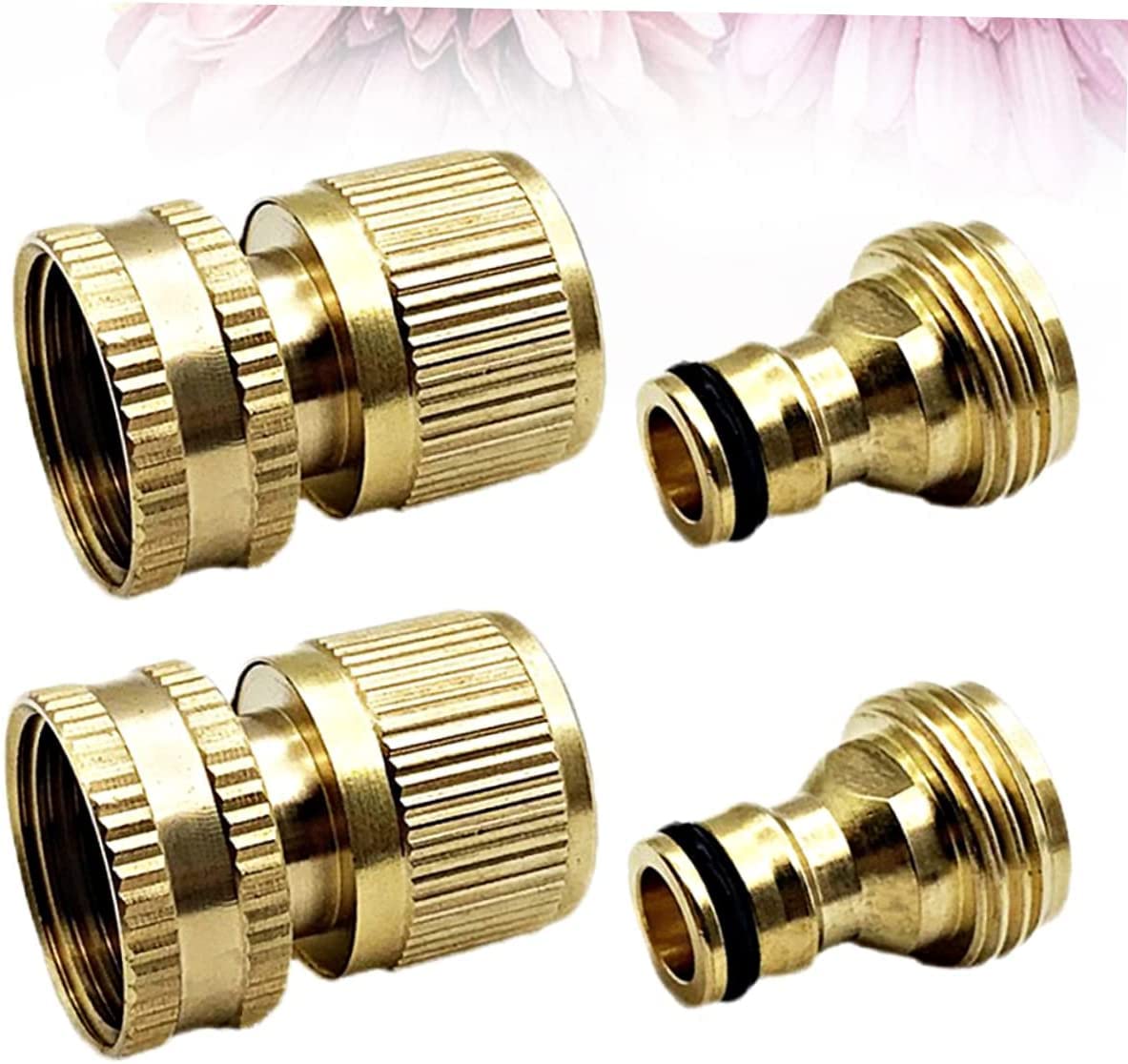 4 Set Raccordo per Tubo dell'Acqua Raccordo per Tubo Flessibile da Giardino Connettore Rapido per Tubo da Giardino Raccordo per Tubo da Giardino Connettore Rapido in Ottone Tubo dell'Acqua Dorato in