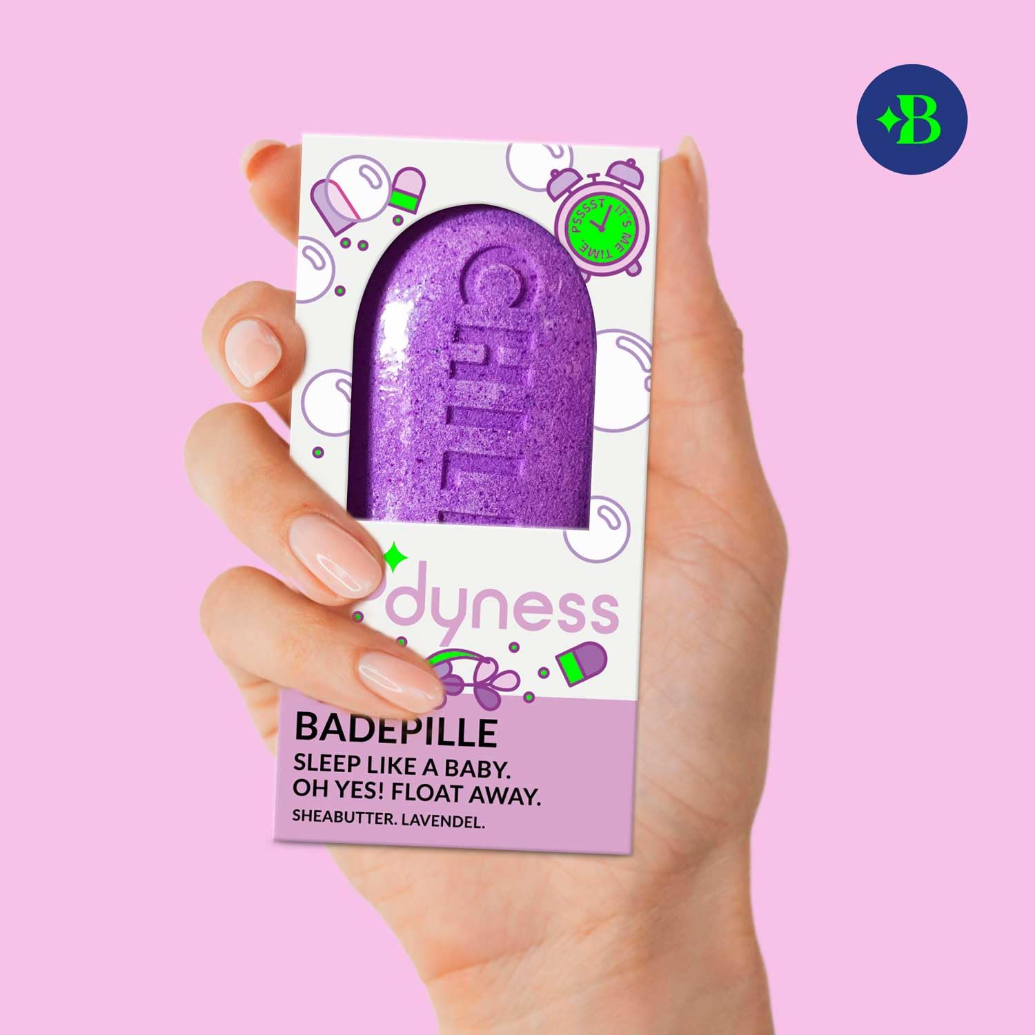 CRAZE Bodyness Bath Bomb Chill Pill – kula do kąpieli w kształcie tabletek, kula do kąpieli do pielęgnacji skóry i relaksu z aromatem, 70 g