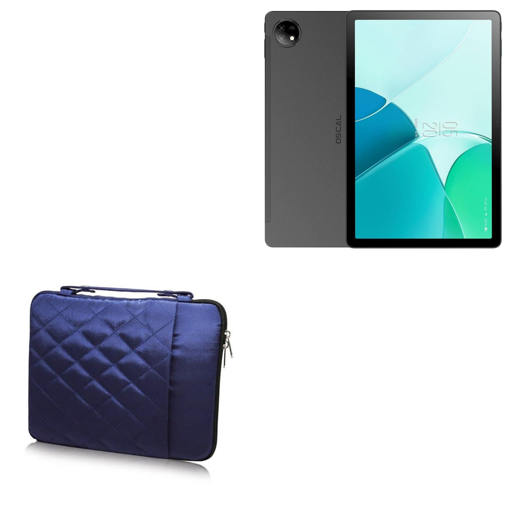 BoxWave Case Compatible with Blackview Oscal Pad 16 - Quilted Carrying Bag, Soft Synthetic Leather Cover w/Diamond Design - Navy