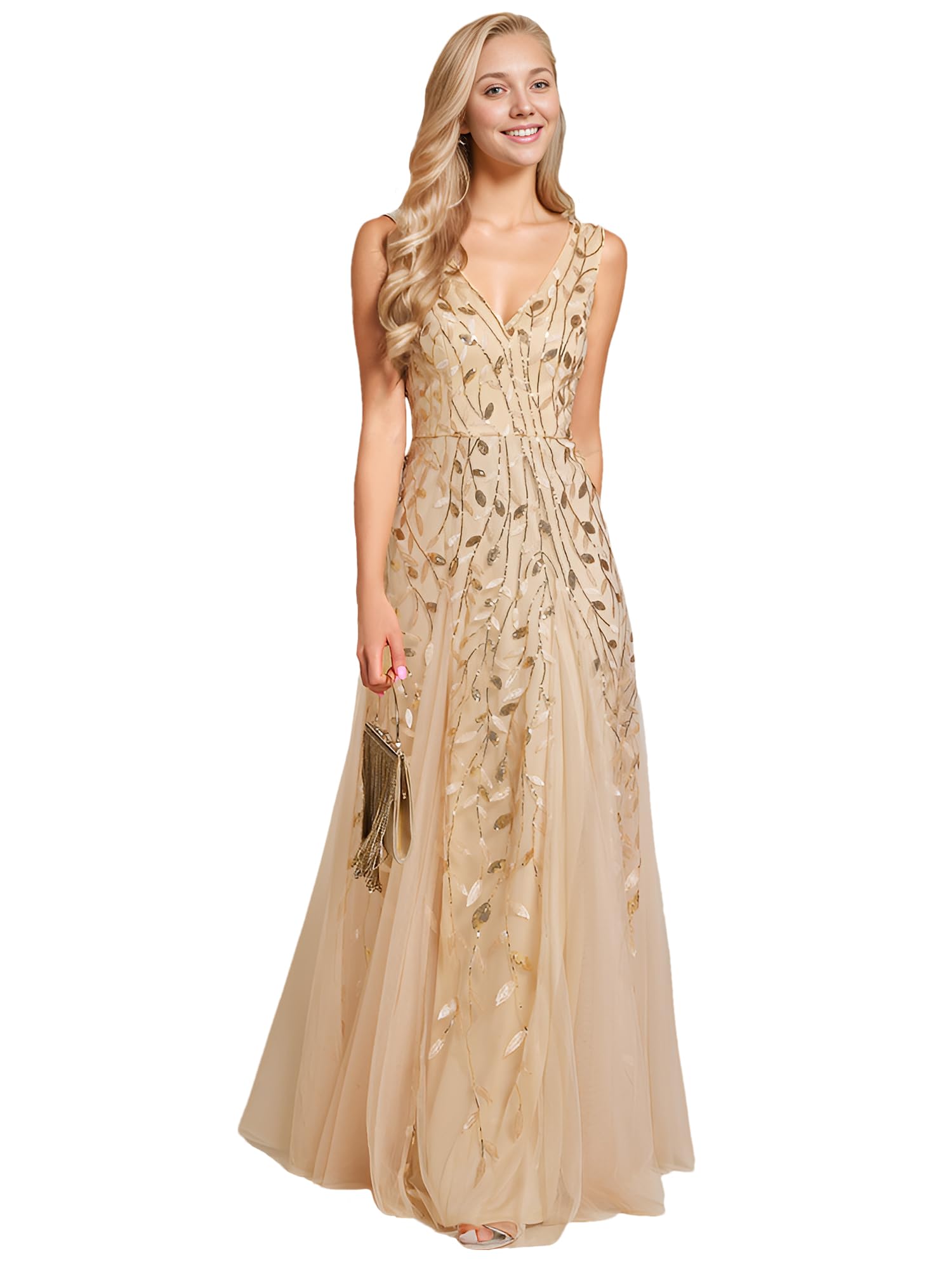 Ever-Pretty Sequin V-Neck Gown