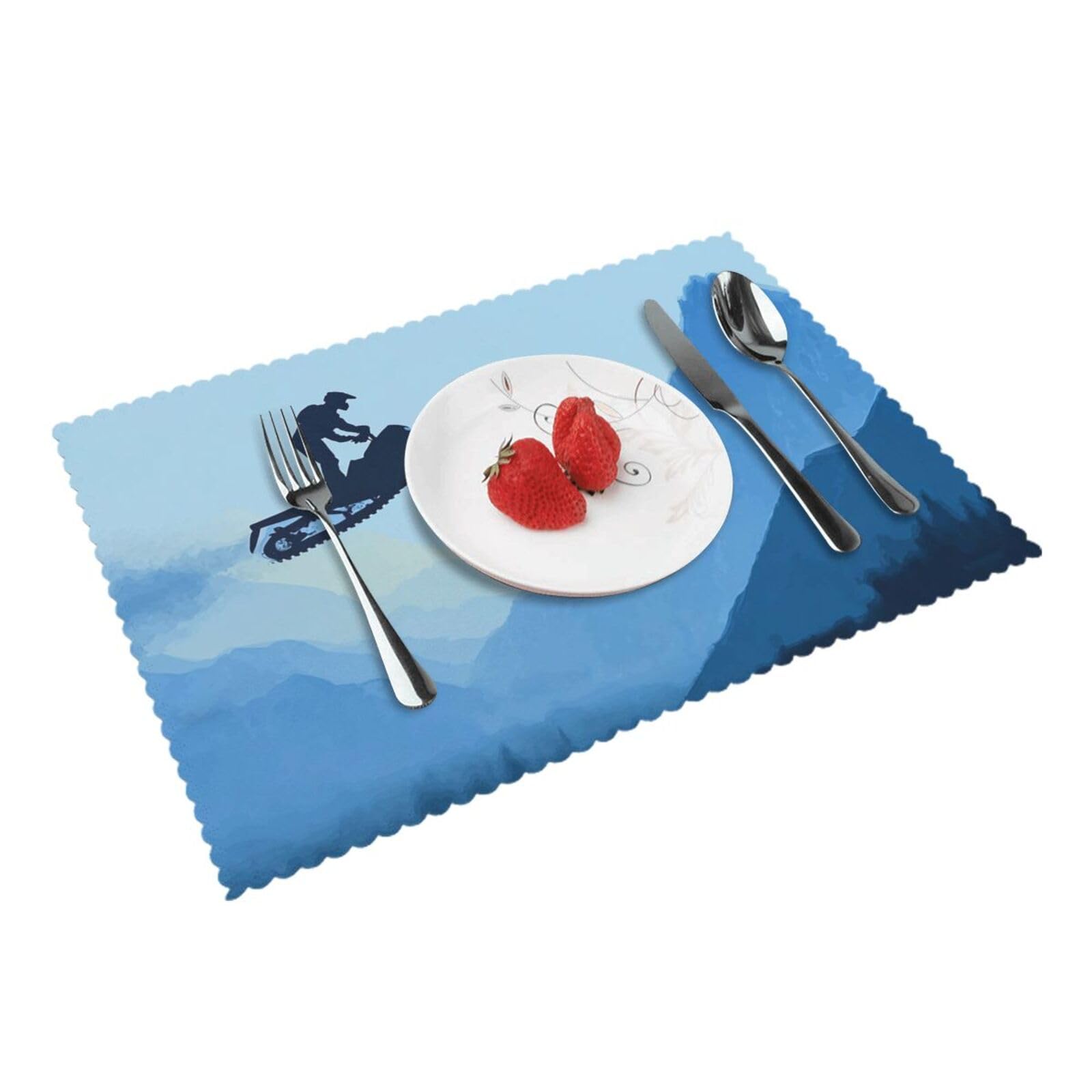 Placemats Set of 4 Heat Resistant Non-Slip Place Mats for Dining Table Snowmobile Placemats Washable Woven Table Mats Wipeable Placemat for Kitchen Decoration 30 x 45 cm