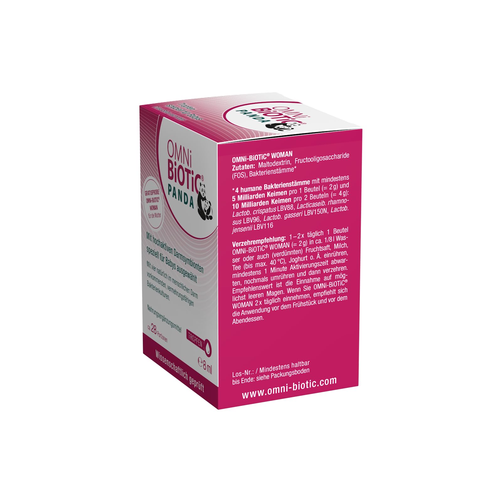 OMNi BiOTiC PANDA Tropfen | Speziell für Babys entwickelt | Besonders leichte Anwendung | Wissenschaftlich fundiert, in Studien geprüft | Vegan | 28 Portionen | 8ml