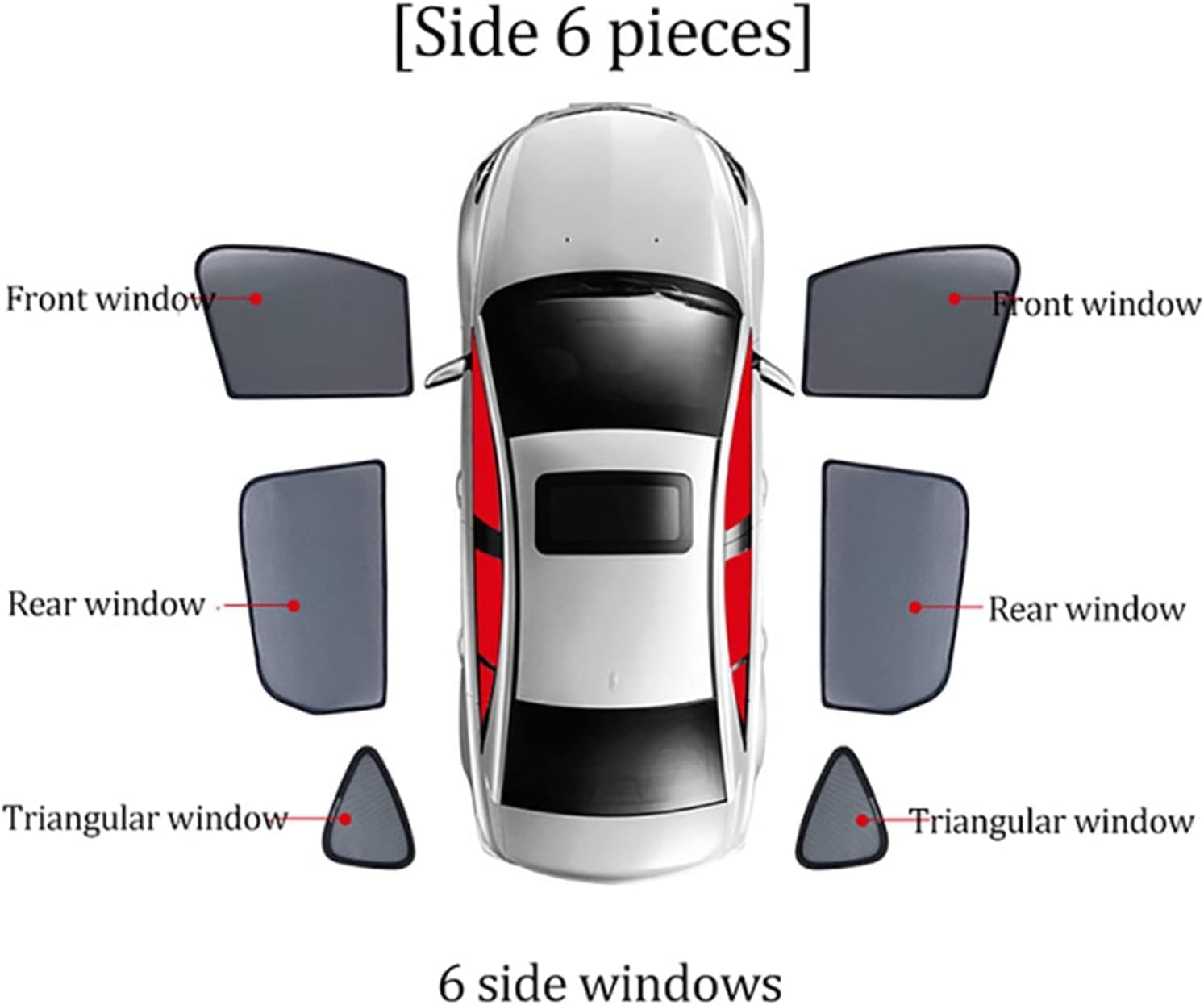 Parasole Auto Tendine Laterale per Ford Edge 2014, Bambini Finestrini Anteriori Posteriore Tendina Magnetiche Tende Blocchi Raggi UV Privacy Protegge Accessori,6pcs