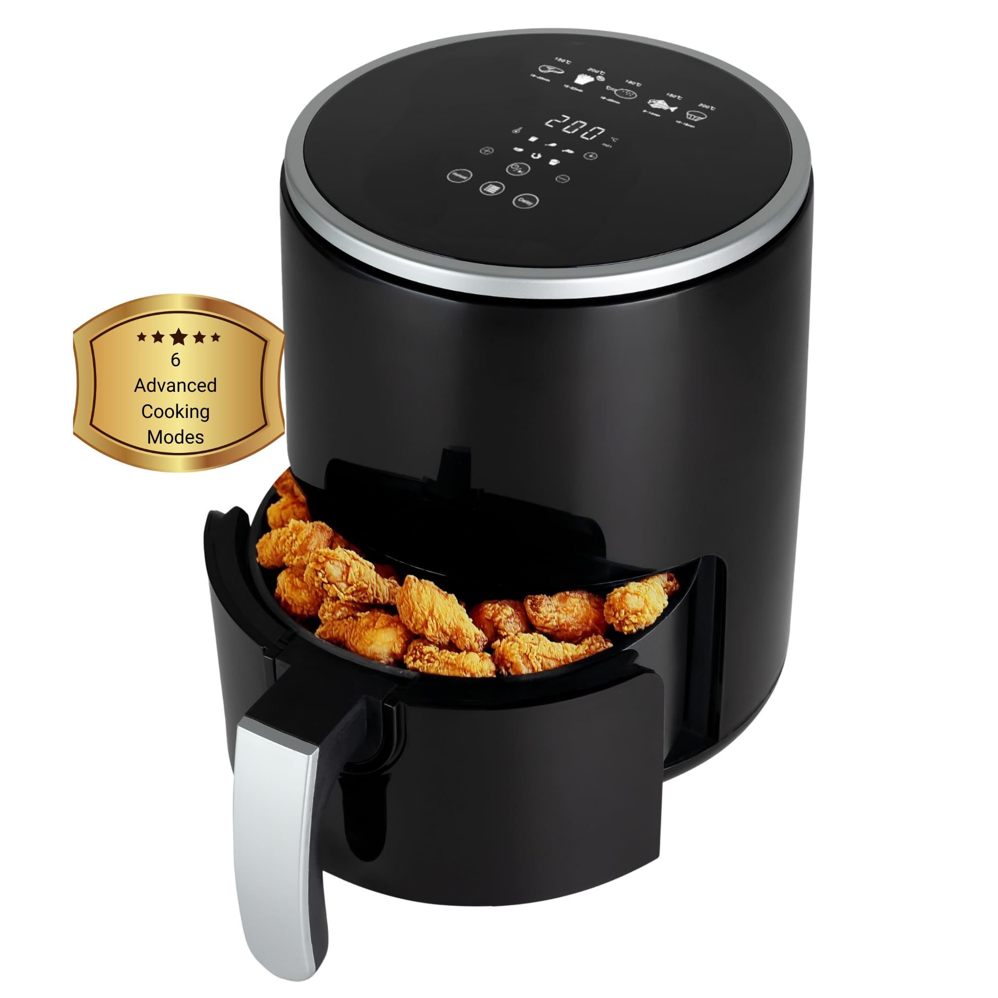 iN 3.2L Compact Air Fryer, Digital Touchscreen with 6 Presets, BPA-Free Non-Stick Basket, Energy Efficient, Oil-Free Cooking, Grill, Bake, Roast & Reheat, Easy Clean Air Fryer for Small Kitchens.