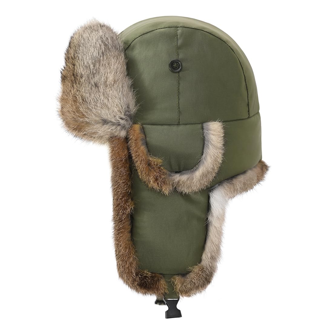 Harssidanzar Winter Hats Rabbit Fur Lined Warm Waterproof Hats for Men and Women CU606AUS