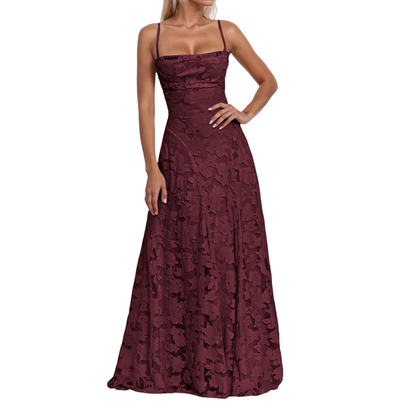 Elegante Vestido de Noche Formal con Tirantes Finos y Abertura para Salir por la Noche y
