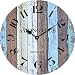 Grazing 12" Arabic Numerals ,Vintage Rustic Shabby Chic Style,Blue and Brown Multi Bars ,Wooden Round Home Decoration Wall Clock(Blue Ocean)