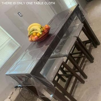 Clear PVC Table Protector, Transparent Table Cloth, Transparent Table Mat, Rectangle Waterproof Oilproof Table Cover for Home Dining Room (size:152x218CM)