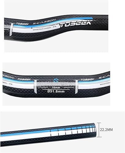 Miniatura 3 de Manillar de bicicleta de fibra de carbono completo 1.252in manillar planoRiser Bar Mountain Bike Manillar, 58060062064066068070072074029.921in, MTB